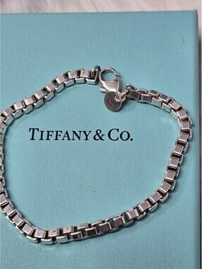 Tiffany & Co Venetian Box Link Bracelet 7.25" Sterling